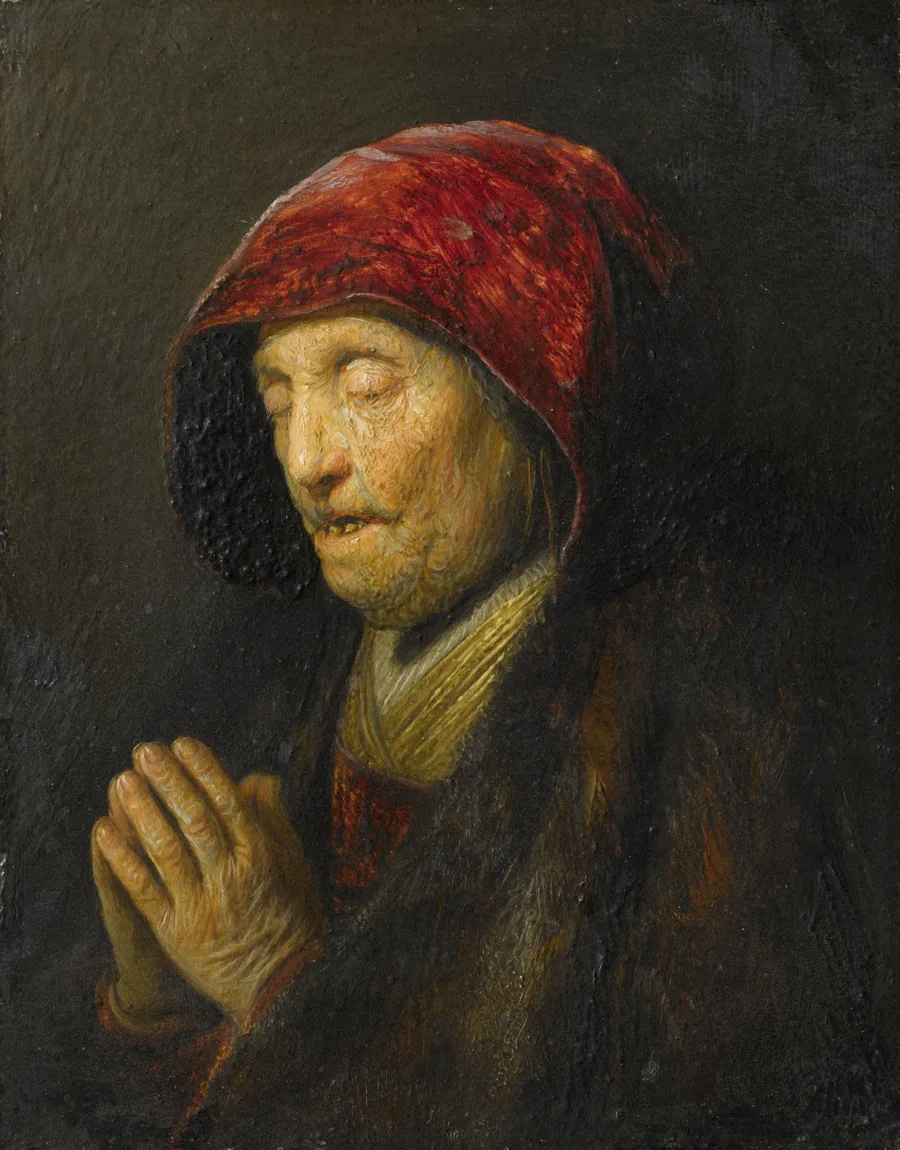 Velha em oração, de Rembrandt, por volta de 1630