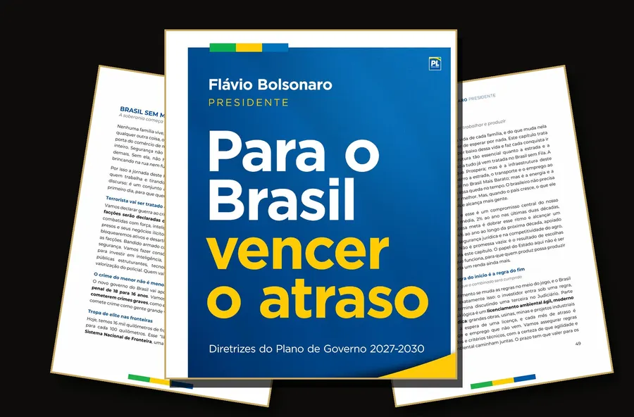 Capa e páginas do plano de governo de Flávio Bolsonaro, registrado no TSE